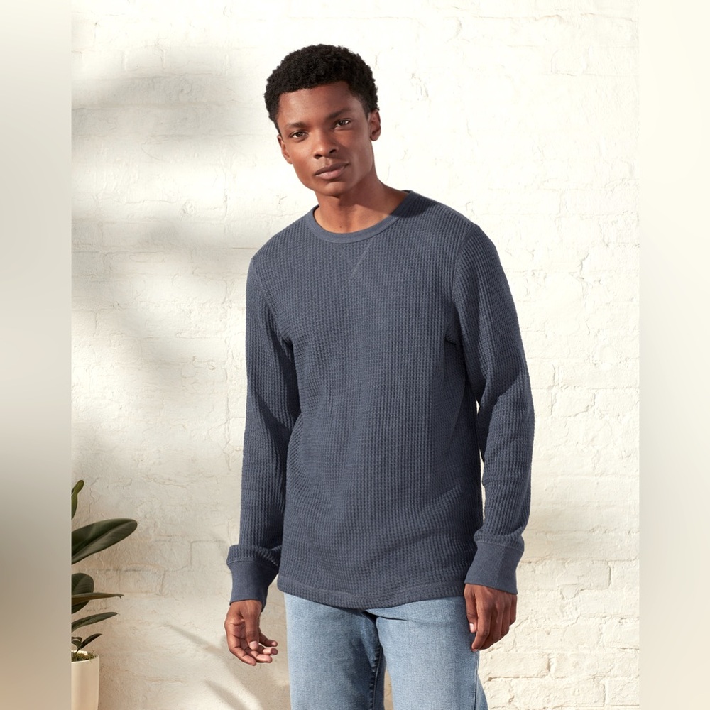 UpWest Cozy Up Gray Waffle Crewneck Tee R174-17